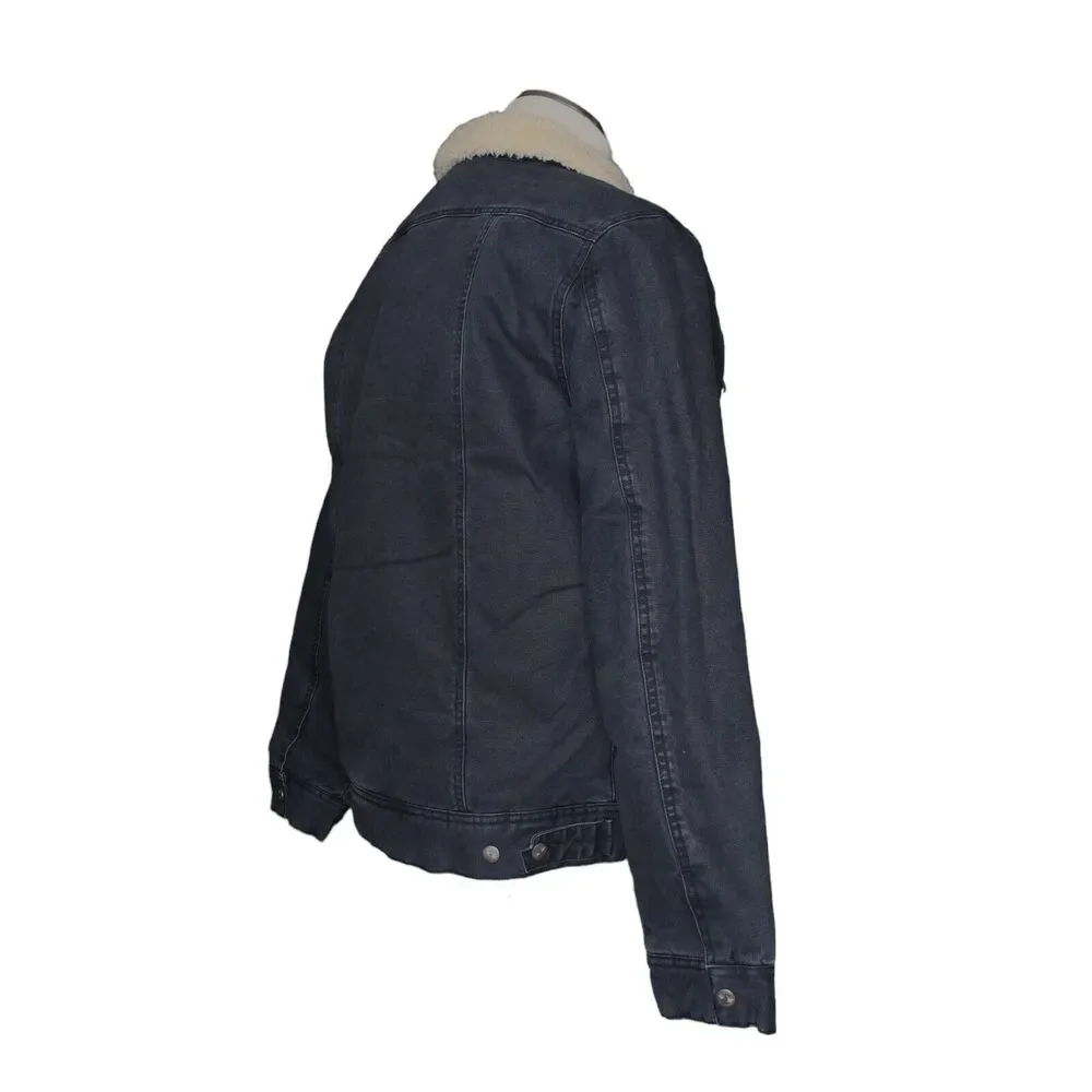 NWOT Faherty Timberline Trucker Jacket Medium - Sherpa Collar- Washed Black $298